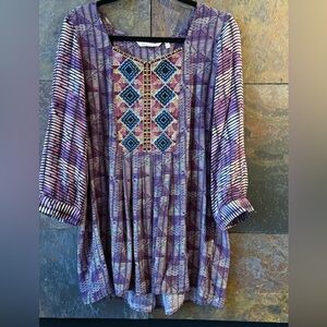 Soft Surroundings, NWT, M (10-12), Sunset Purple,Elara Tunic, squared V neck.